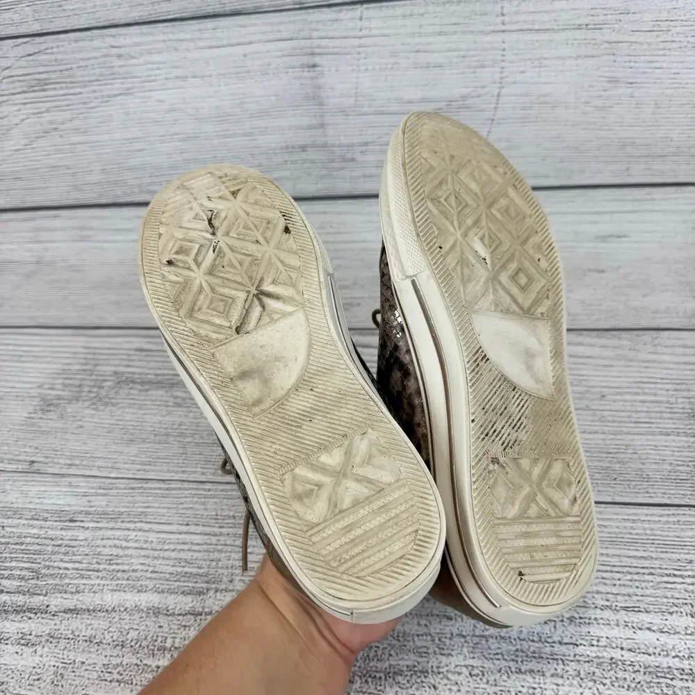 Yellowbox Women's Vada Taupe Gray Snake Printed Sneakers Size 11